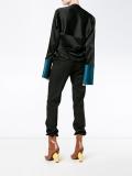 contrast cuff blouse