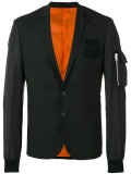 zipped pocket applique blazer 