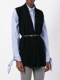 shawl lapel sleeveless cardigan