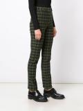 checked slim fit trousers