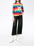 cat rainbow stripe intarsia sweater