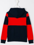 striped logo embroidered hoody
