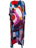 brush print shift dress