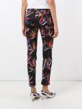 leaves print stretch jeans