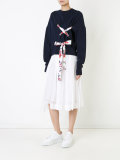 floral ribbon-tie sweatshirt