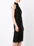 halterneck ribbed detailing dress