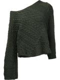 off-shoulder cable knit jumper