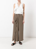 ruffled detail straight trousers