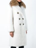 raccoon fur collar double breasted coat