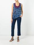 embellished neck striped tank