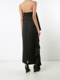 ruffled strapless midi dress