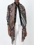 mix print fringed scarf