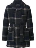belted check coat 