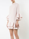 ruffled three-quarters sleeve dress