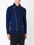 dotted back quote biker jacket