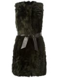 belted sleeveless coat