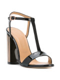 metallic detail T-strap sandals