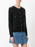 embroidered classic checkered cardigan