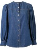 collarless denim short