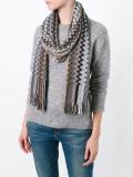 zig zag crochet knit fringed scarf