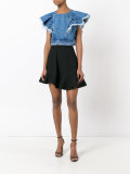 denim ruffled top