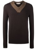 contrast v-neck jumper