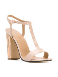 metallic detail T-strap sandals