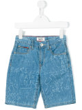 printed denim shorts 