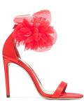 flower appliqué stiletto sandals