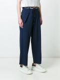 pleated drawstring tapered trousers