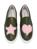fur patch slip-on sneakers