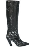 sequined knee high boots