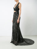 crossed back embroidered gown