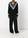 striped v-neck jumper