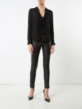sheer ruffle front blouse