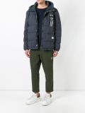 pinstripe hooded down jacket
