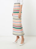 striped straight midi skirt