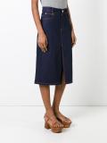 denim front split skirt