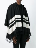 striped fringed cape coat