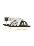 push buckle cross strap sandals