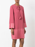 bow neck shift dress