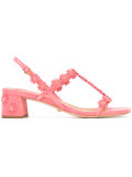 floral applique T-bar sandals