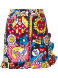 multi print straight skirt