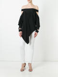 draped off shoulder top