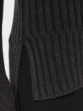 high-low hem ribbed knitted top