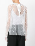polka dot ruffle blouse