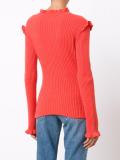 ruffled detailing ribbed pullover