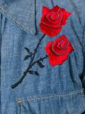 embroidered rose denim shirt