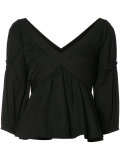 pleated trim blouse