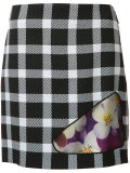 check floral skirt